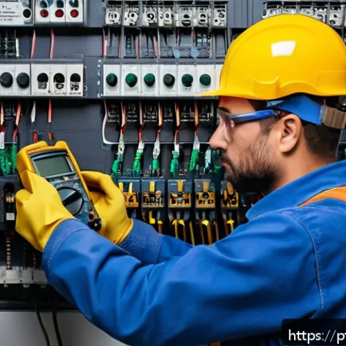 Home 30 건축전기설비기사 실기 시험 복습 체크리스트 - A professional electrician wearing full personal protective equipment (PPE) including an insulating ...