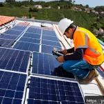 Home 23 건축전기설비기사 산업 내 역할과 중요성 - A modern Brazilian construction site featuring an experienced electrical technician wearing safety g...